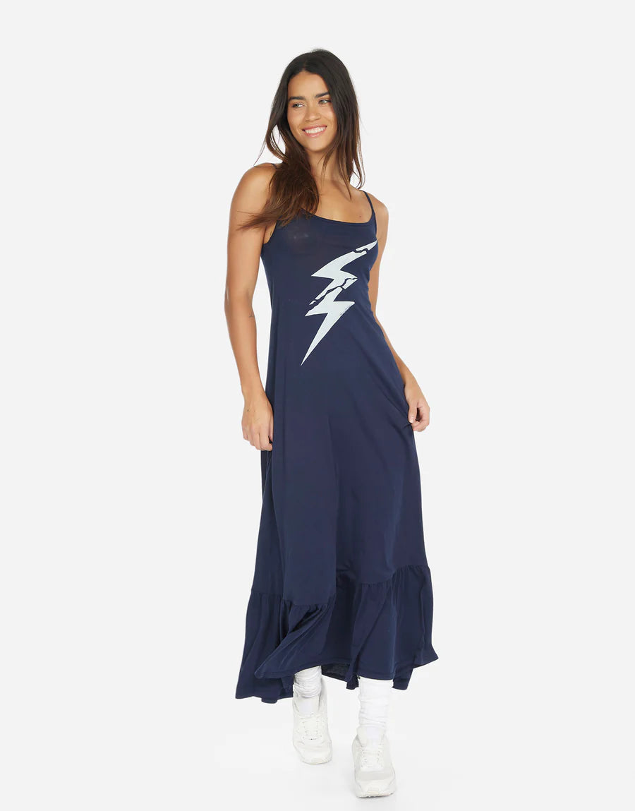 Beatrix Cracked Lightening Bolt Dress - Navy