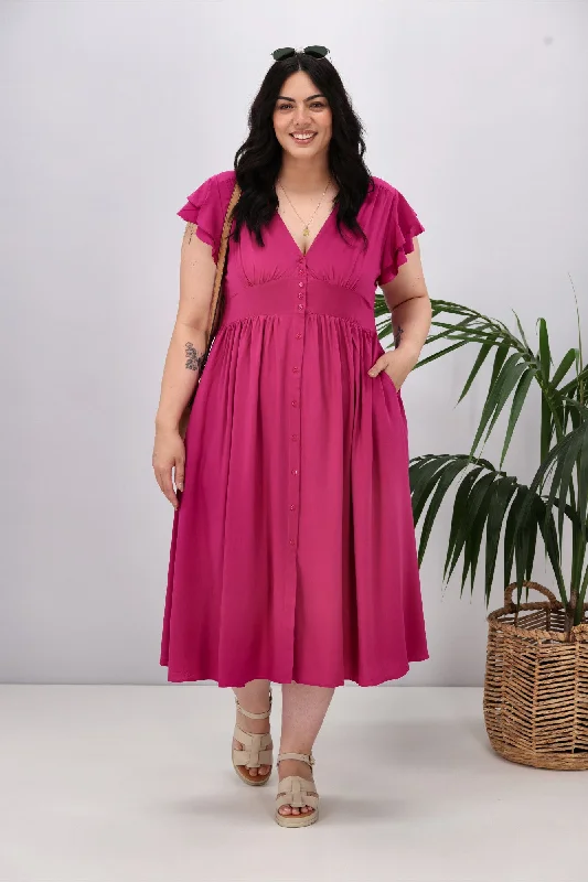 Boho Australia Ridley Dress Magenta