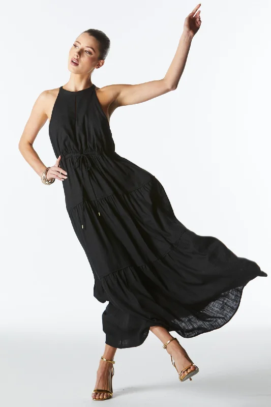 Fate Midsummer Halter Maxi Dress Black