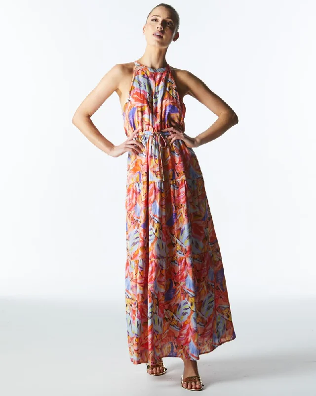 Fate Midsummer Halter Maxi Dress Sunset Palm