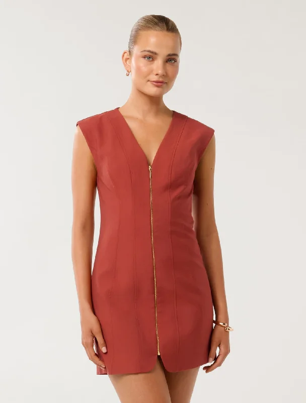 Hannah Zip Front Mini Dress