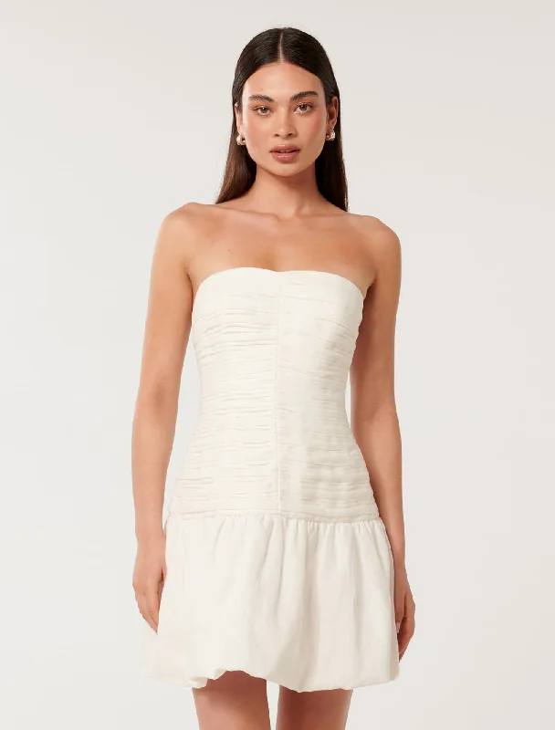 Kaia Ruched Bubble Hem Mini Dress