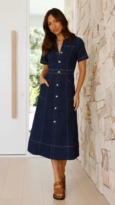 Laddie Midi Dress - Indigo