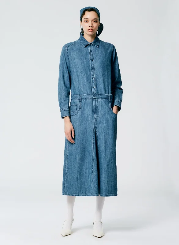 Lightweight Stone Washed Denim Shirtdress