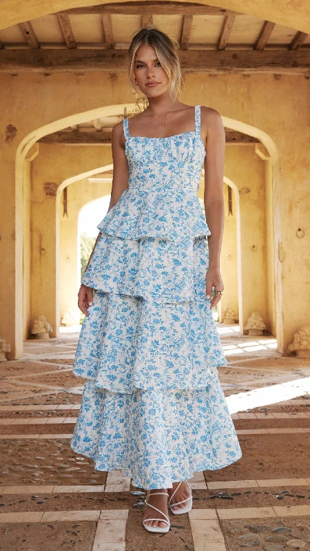 Page Maxi Dress - Blue Floral