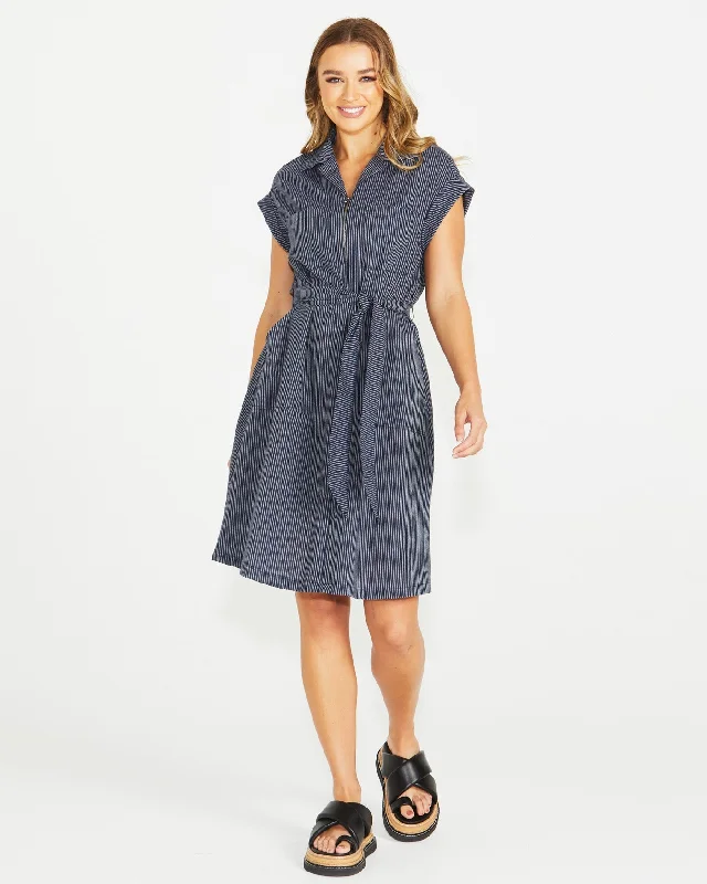 Sass Liberty Utility Dress Navy White Stripe