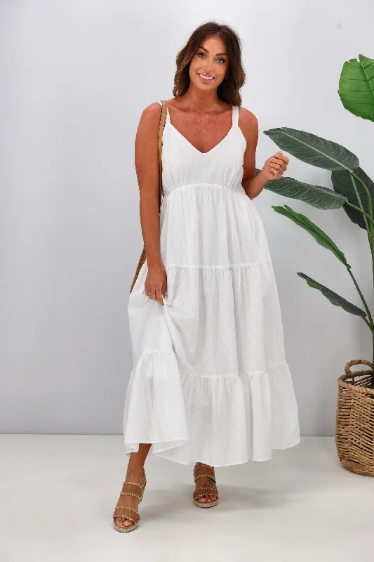 Sass Phillipa Tiered Maxi Dress White