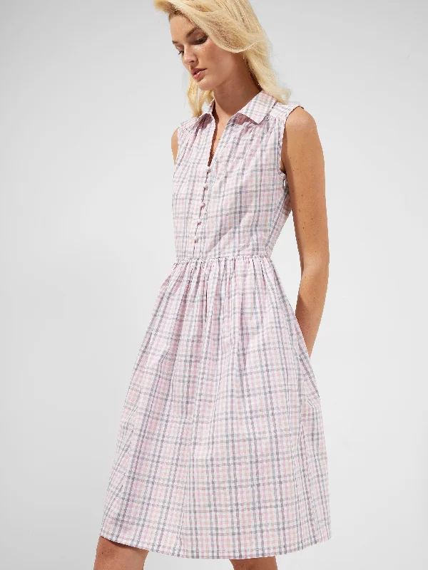 Yaki Organic Check Sleeveless Shirt Dress