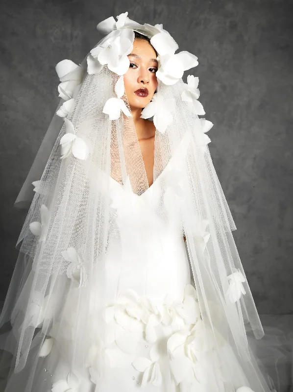 VRM366V - ALL-OVER FEATHERED AIRY FLOWER VEIL