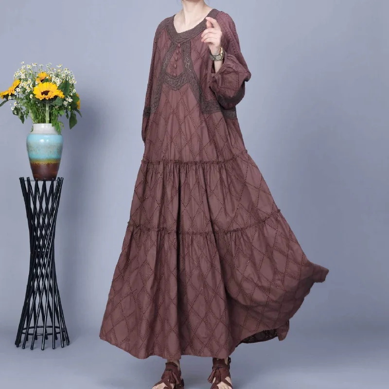 Babakud Ples Size-Printed Loose Spring Long Sleeves Dress