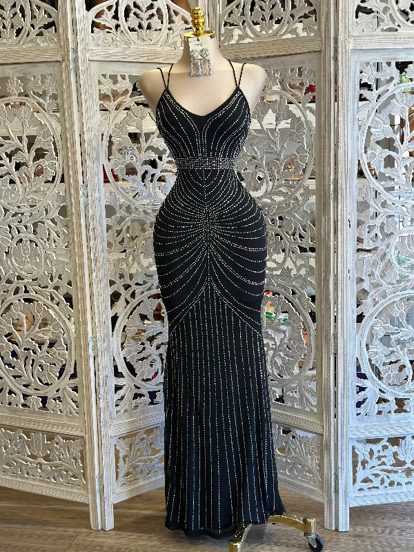 Black Rhinestone Gown- Stretchy, Estira