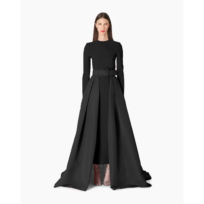 Long Sleeve Column Gown | Black