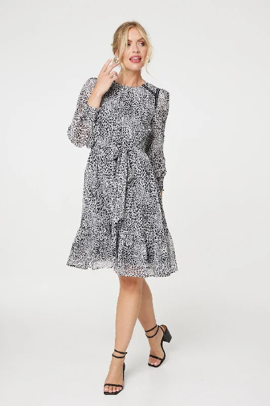 Animal Print Long Sleeve Dress