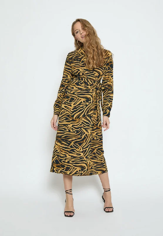 DSFaith Long Sleeve Midi Dress - Black Print