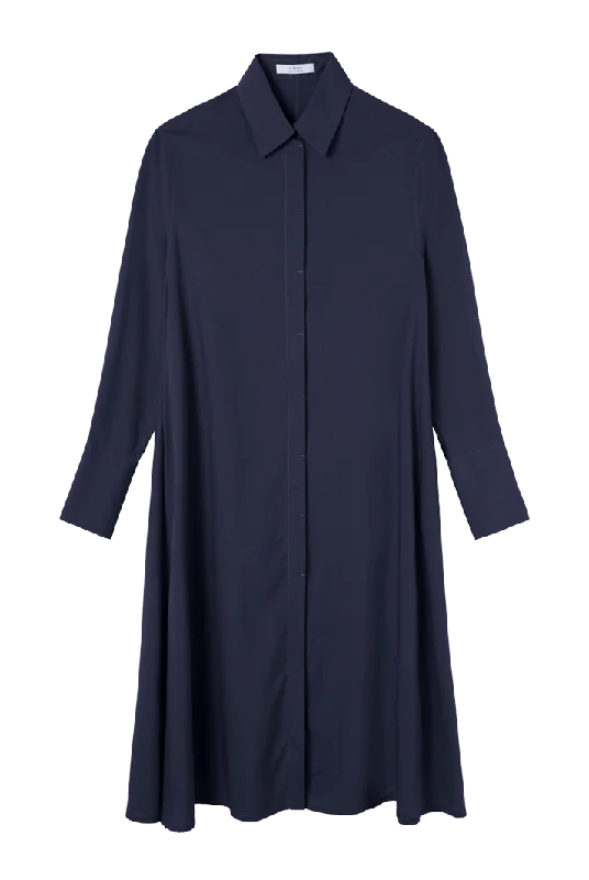 Flared Midi Shirt Dress | Blue