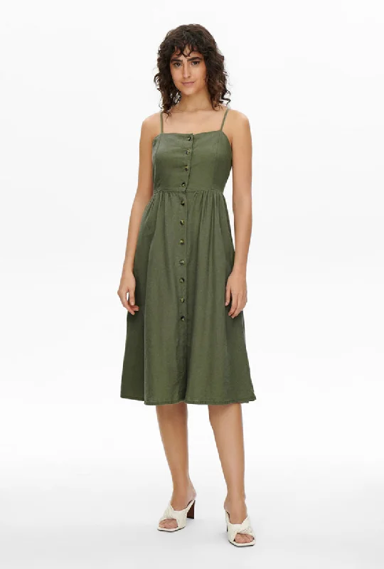 JDY SAY STRAP MIDI LINEN DRESS