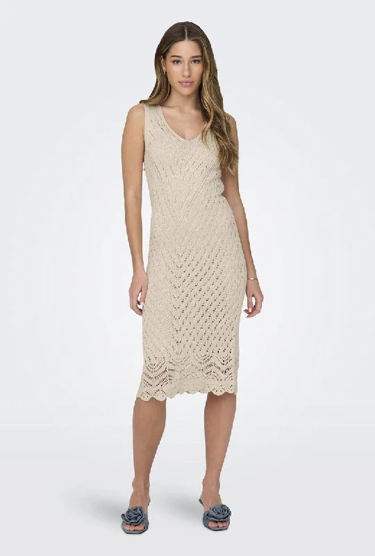 JDY SUN SL VNECK MIDI DRESS