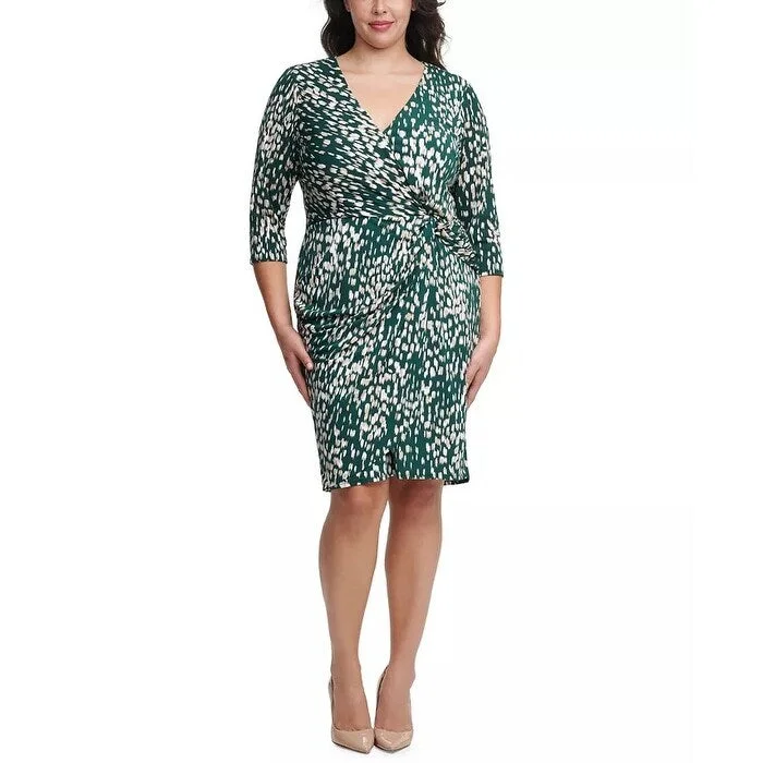 Jessica Howard Women's Plus Size Side-Twist Sheath Dress Green Size 24W