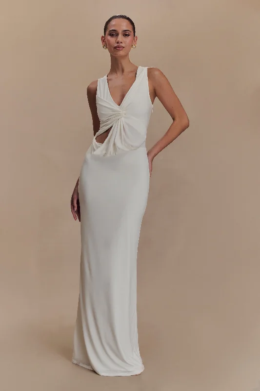 Kassidy Peached Jersey Maxi Dress - Ivory