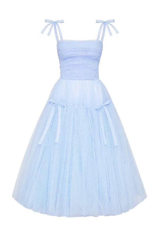 Light Blue tie-straps tulle dress