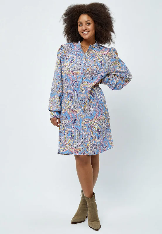 Mitzi Midi Dress Curve - Marina Blue Print