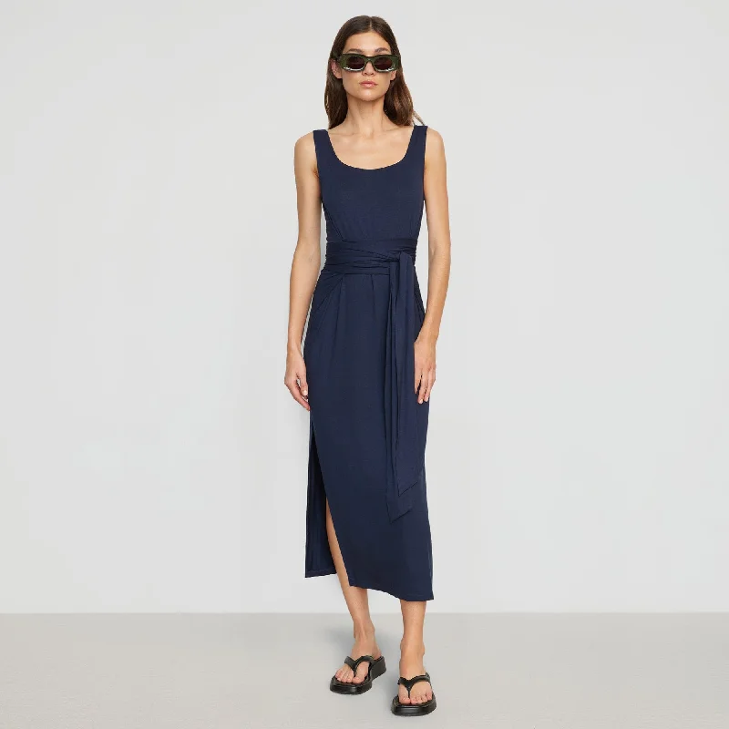 Kelis Tie-Waist Maxi Dress | Navy