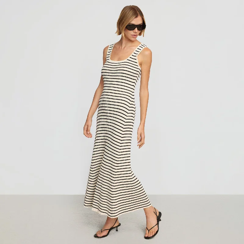 Sofia Ribbed Maxi Dress | Cream x Black