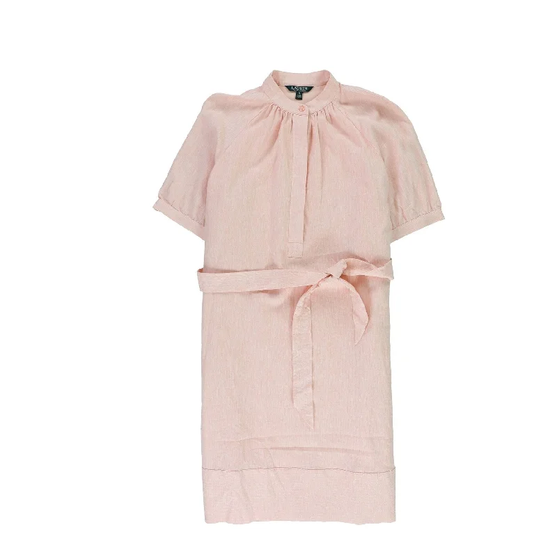 Ralph Lauren Womens Belted Shirt Dress, Pink, 4