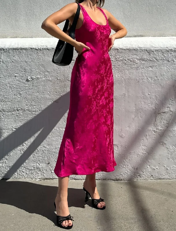 Market Midi Dress | Fuchsia Jacquard