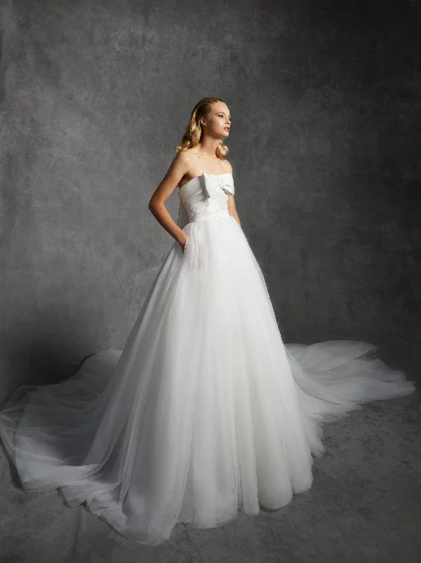 VRM358 - SOPHISTICATED BOW TULLE DRESS