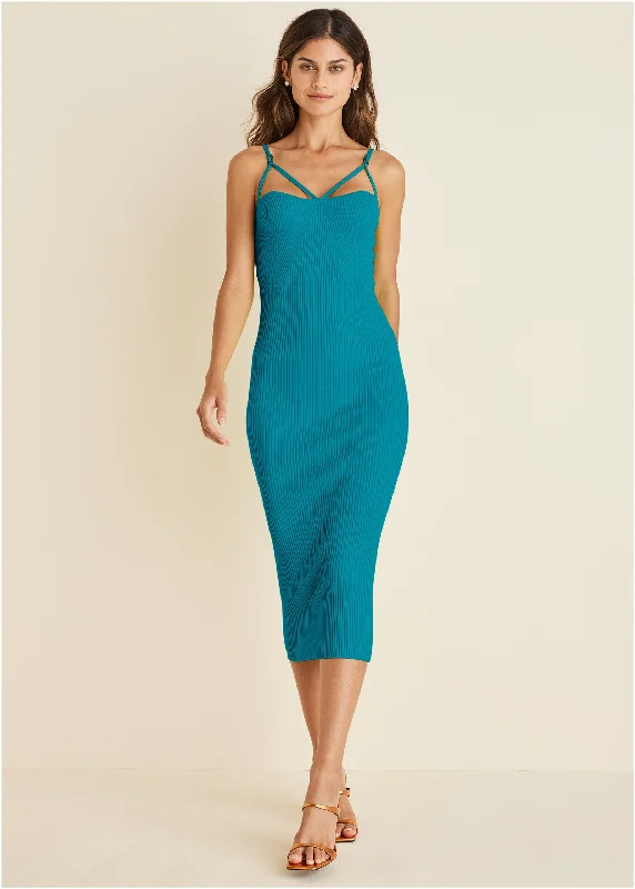 Strappy Midi Dress - Teal