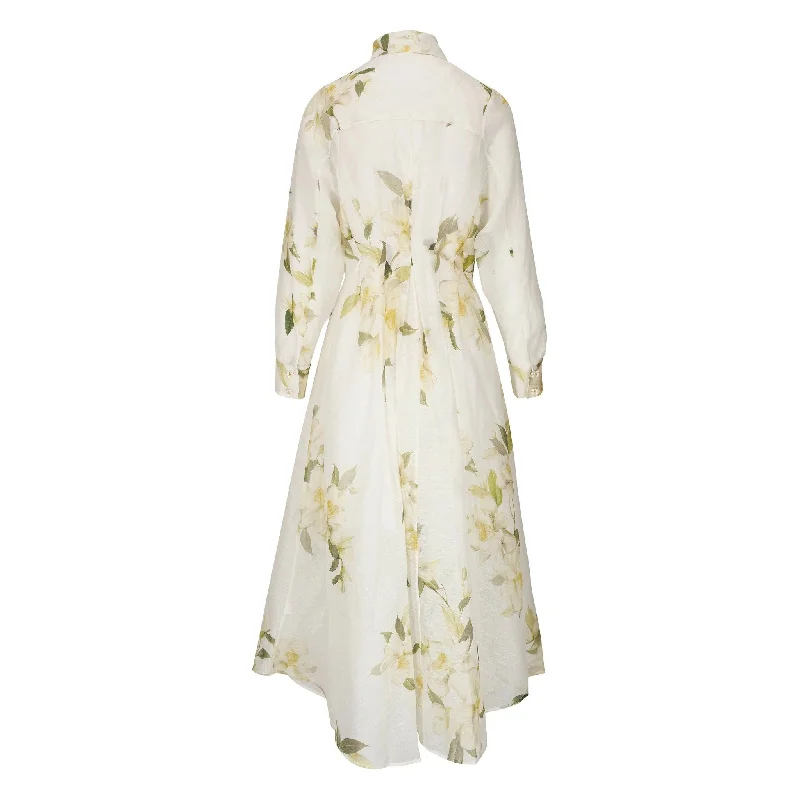 Zimmermann Harmony Draped Shirt Dress Ivory Magnolia