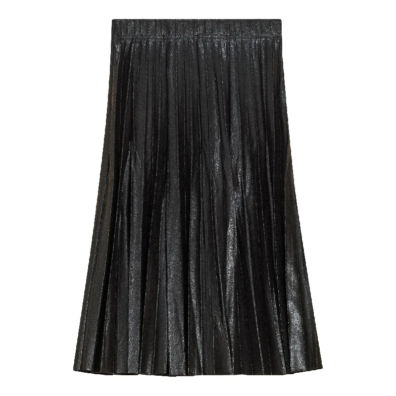 Aspect Black Leather Crinkle Pleated Skirt 27" WB4CPT7063R