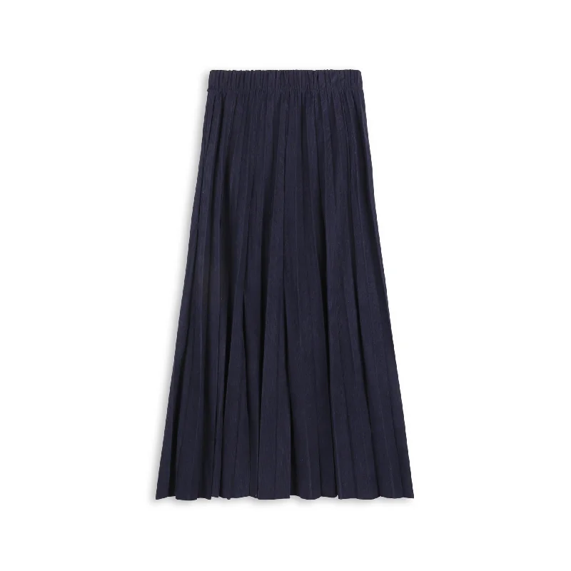 Aspect Navy Corduroy Midi Crinkle Pleated Skirt WB4CPT7064M