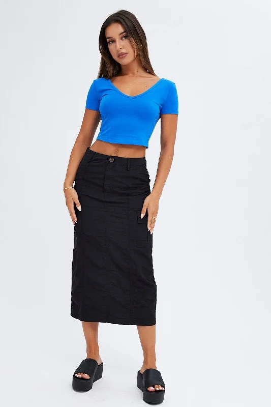 Black Cargo Skirt High Rise