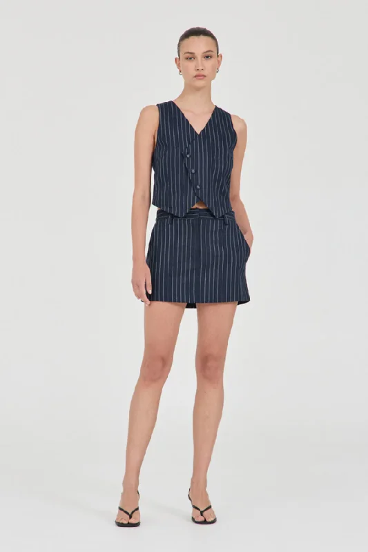 Jayden Stripe Mini Skirt Navy Stripe