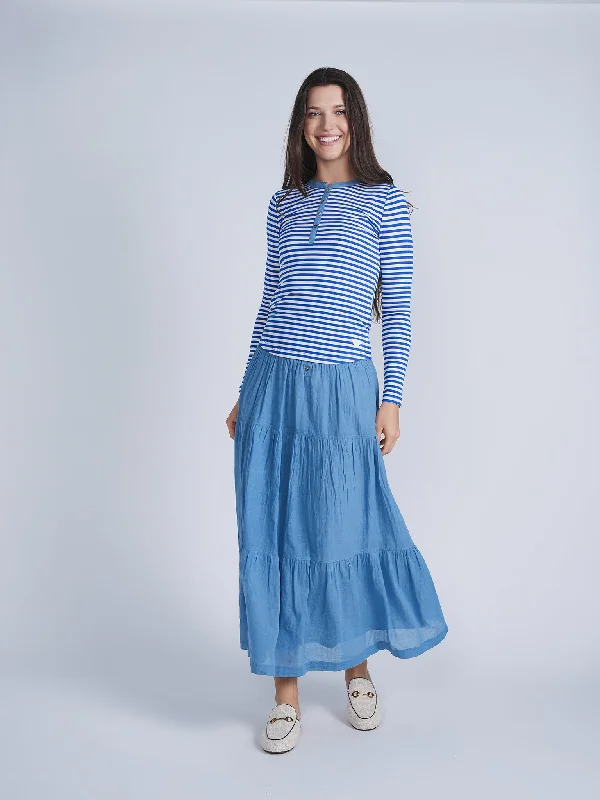 FYI Light Denim Tiered Long Skirt SB4CPT5103S