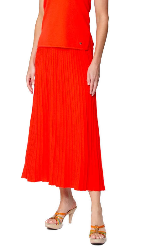 Geraldina Pleated-Knit Maxi Skirt; Bright Orange