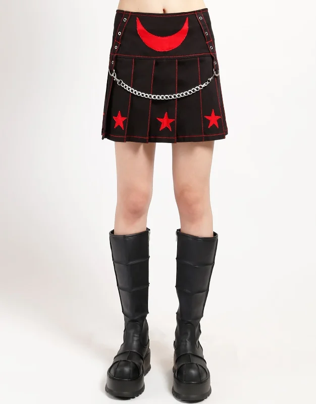 I AM A STAR PLEATED SKIRT RED