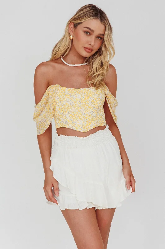 You Got It Tied Ruffle Skort White